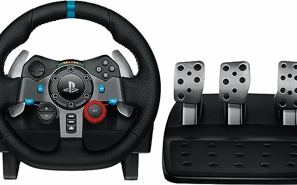 Logitech G29 Driving Force Volant de course et pédales au sol, retour de force réel, palettes de changement de vitesse en acier inoxydable pour PS5, PS4, PC, Mac - Noir
