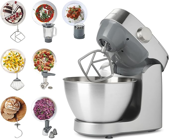 Kenwood Prospero+ KHC29.H0WH, Robot de Cuisine Patissier Multifonction, Mélanger, Battre et Pétrir, Blender 1.5L, Bol Multifonction 1.4L avec Trois Disques et Presse-Agrumes, Bol 4.3L, 1000W, Blanc